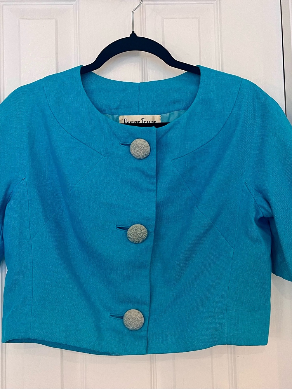 Vintage Bonwit Teller Turquoise Cropped Jacket - Sz 4-6